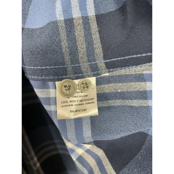 NEW Mizzen+Main City Flannel Shirt Men's XL Classic Denim Blue William Plaid - Picture 5 of 9